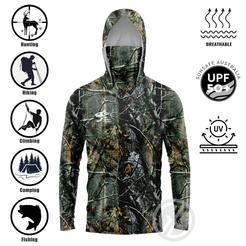 Summer Uv Clothing - UPF50+ 후드 낚시 셔츠 내장형 페이스