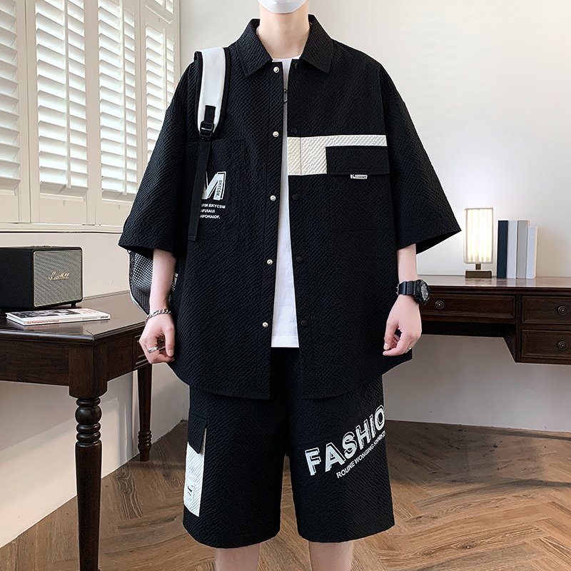 Summer Clothing Men Fashion - 패션 남성 세트 상의 셔츠 &