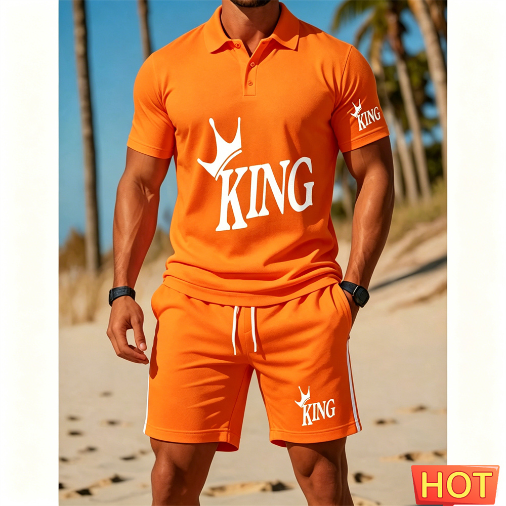 Summer Vacation Clothing Men - 남성 반팔 수트 세트 - 투피스