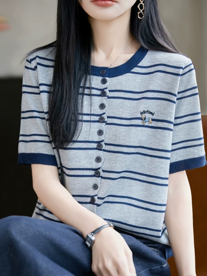 Summer Clothing Label - 오울레 여름 얇은 아이스 실크 니트