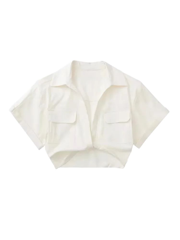 Crop Blouse Linen - 여름 신상 여성 패션 앞 매듭