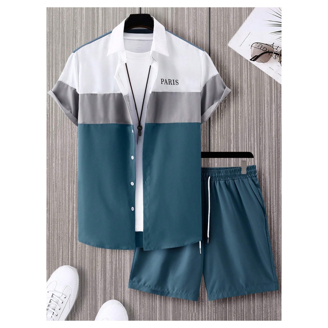 Summer Clothing Men Fashion - 남성 패션 정장 블루 앤 화이트