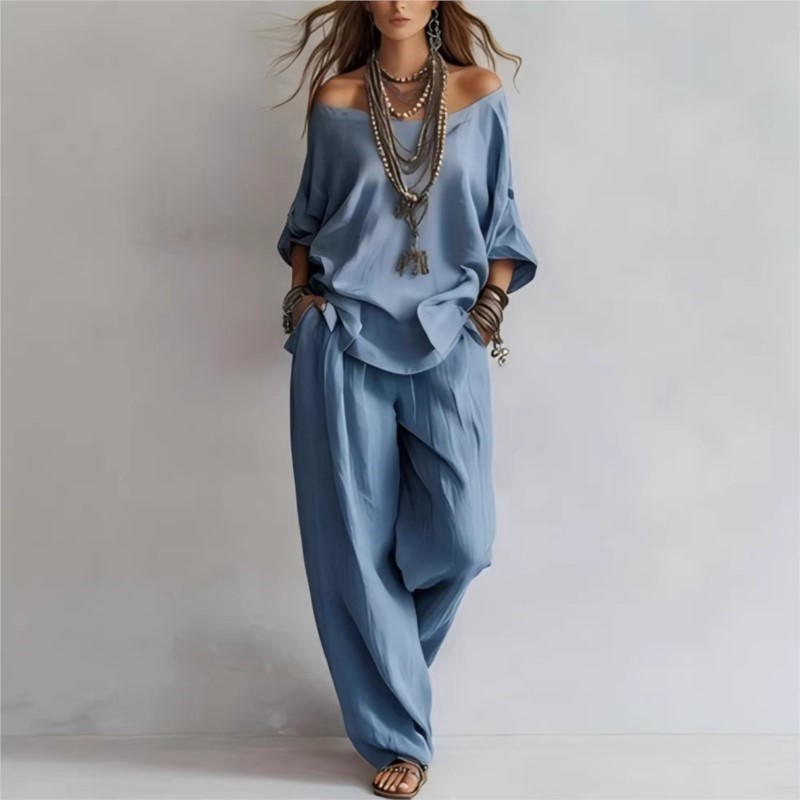 여름 신상 캐주얼 루즈핏 린넨 여성 투피스 세트 7부  - Summer Linen Clothing For Women 리뷰 및 가격