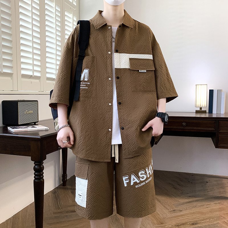 패션 남성 세트 상의 셔츠 & 반바지 투피스 트랙슈트  - Summer Clothing Men Fashion 리뷰 및 가격