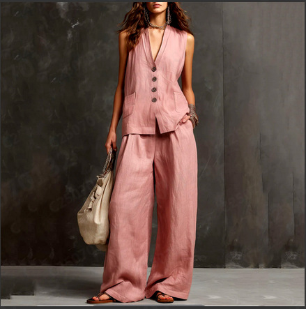 2피스 여성 세트 2026 여름 린넨 민소매 조끼 +  - Summer Linen Clothing For Women 리뷰 및 가격