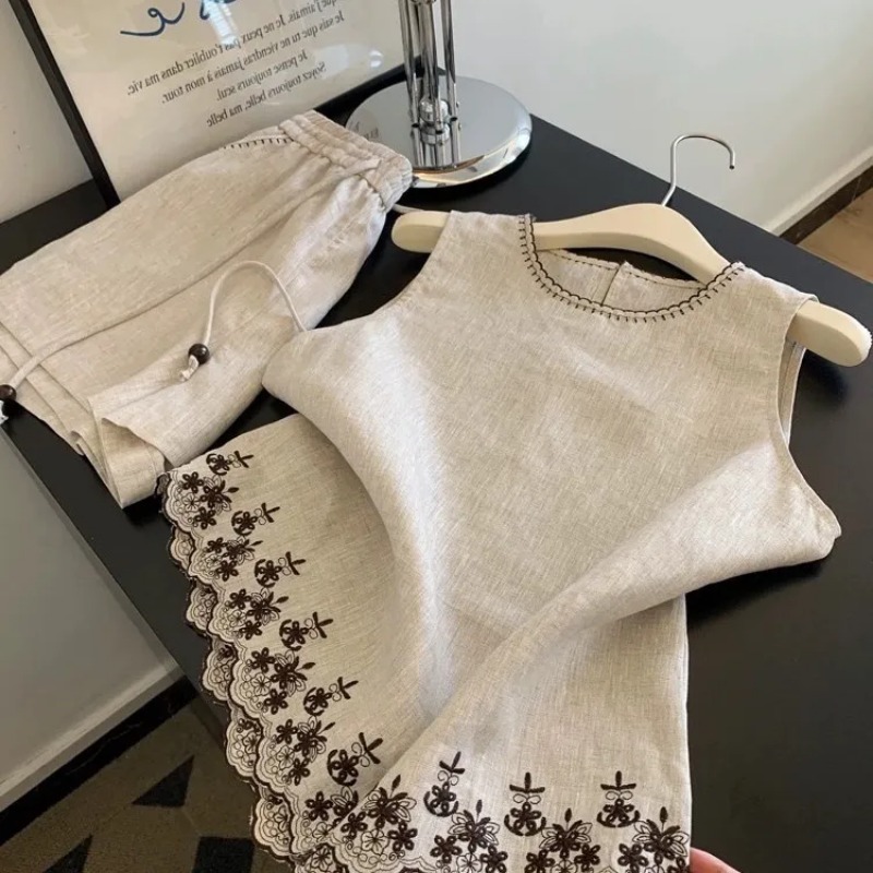 심플한 올드머니 스타일 면과 린넨 중공업 자수 레이스  - Summer Linen Clothing For Women 리뷰 및 가격
