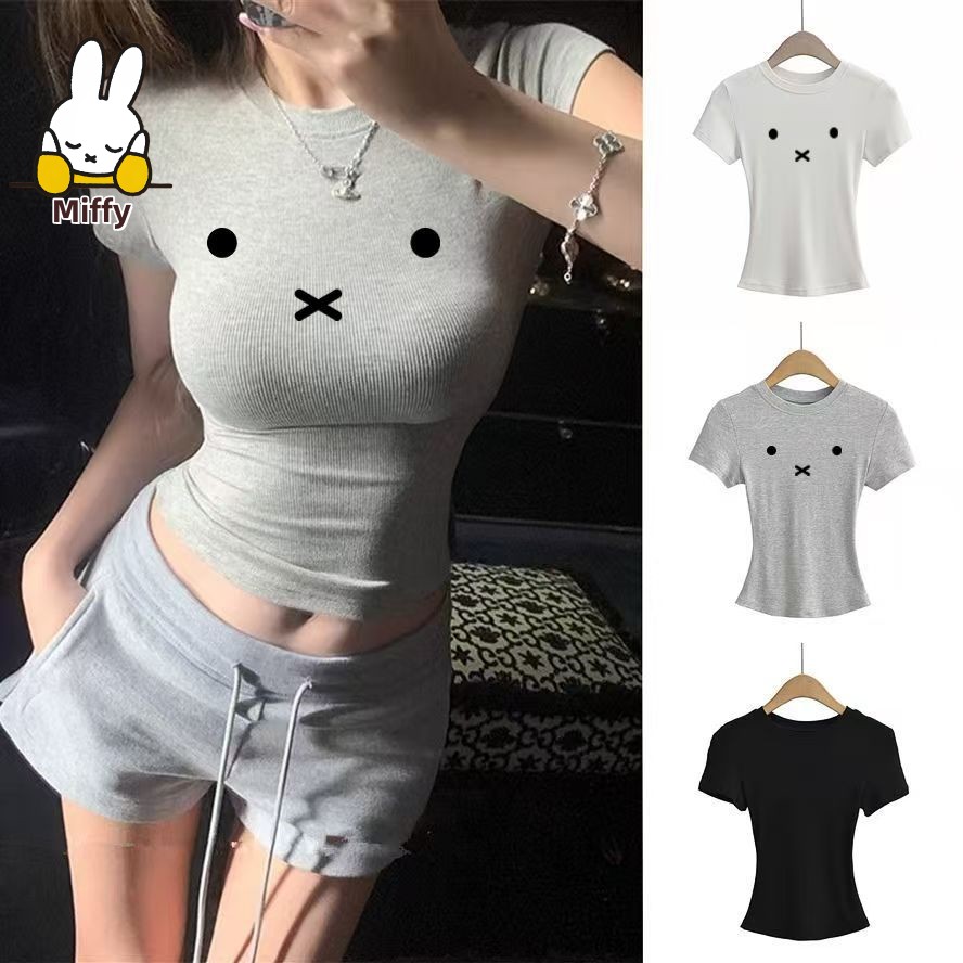 카와이 미피 티셔츠 뉴 아메리칸 그레이 스타일 타이트  - Summer Clothing Places 리뷰 및 가격
