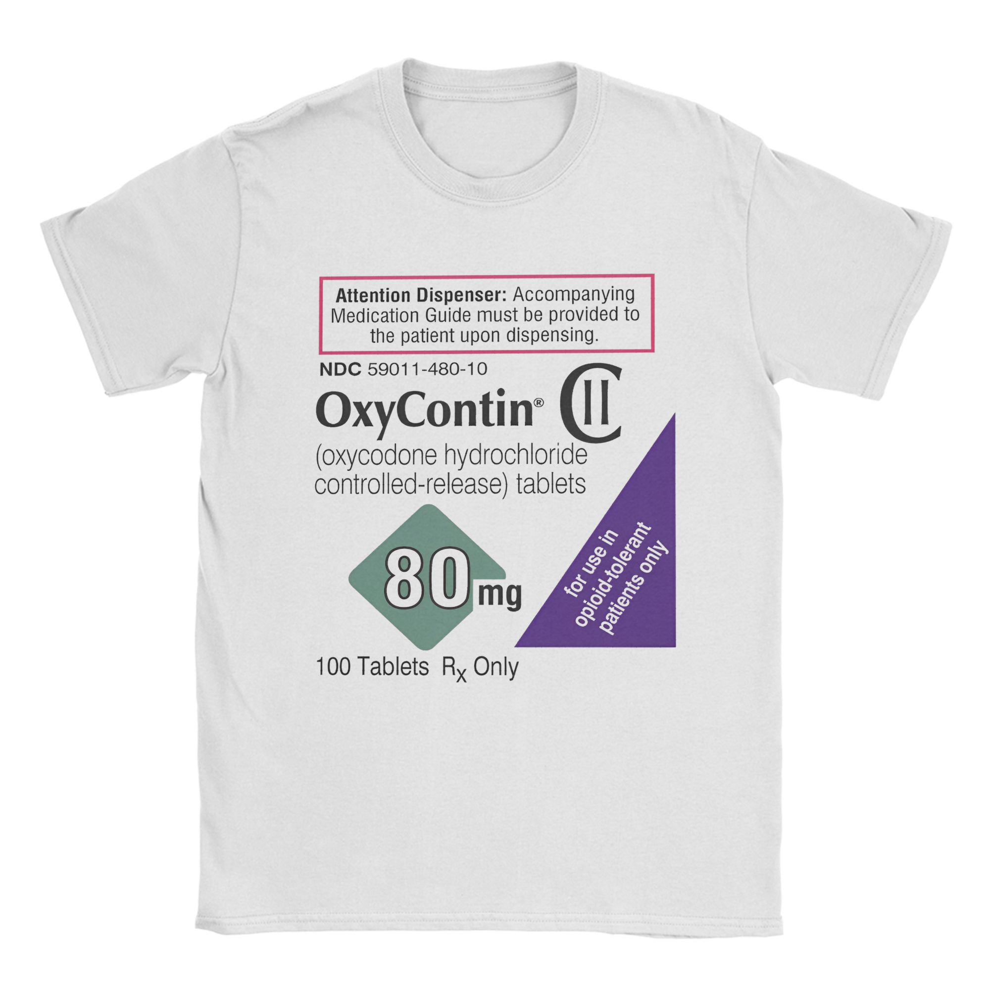 Oxycontin 80mg 라벨 남성 T 셔츠 재미 있 - Summer Clothing Label 리뷰 및 가격