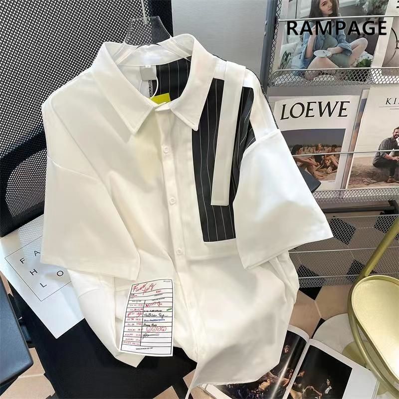 프랑스 빈티지 캐주얼 패션 남성 의류, 루즈 반팔 라펠 - Summer Clothing Label 리뷰 및 가격