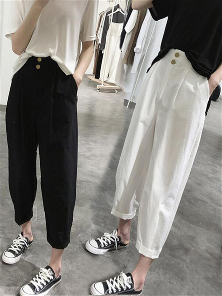 하이웨이스트 슬리밍 캐주얼 하란 팬츠 여성 의류 9부  - Summer Clothing Label 리뷰 및 가격