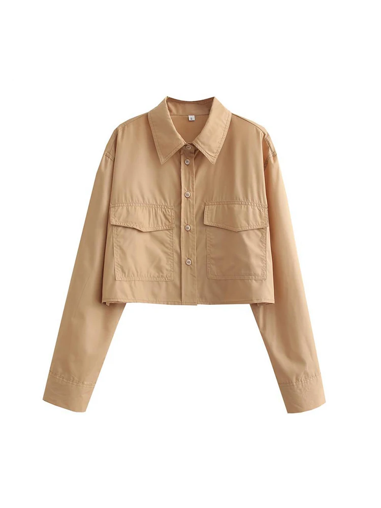 여성 패션 주머니가있는 느슨한 자른 포플린 셔츠 빈티지 - Crop Blouse Linen 리뷰 및 가격