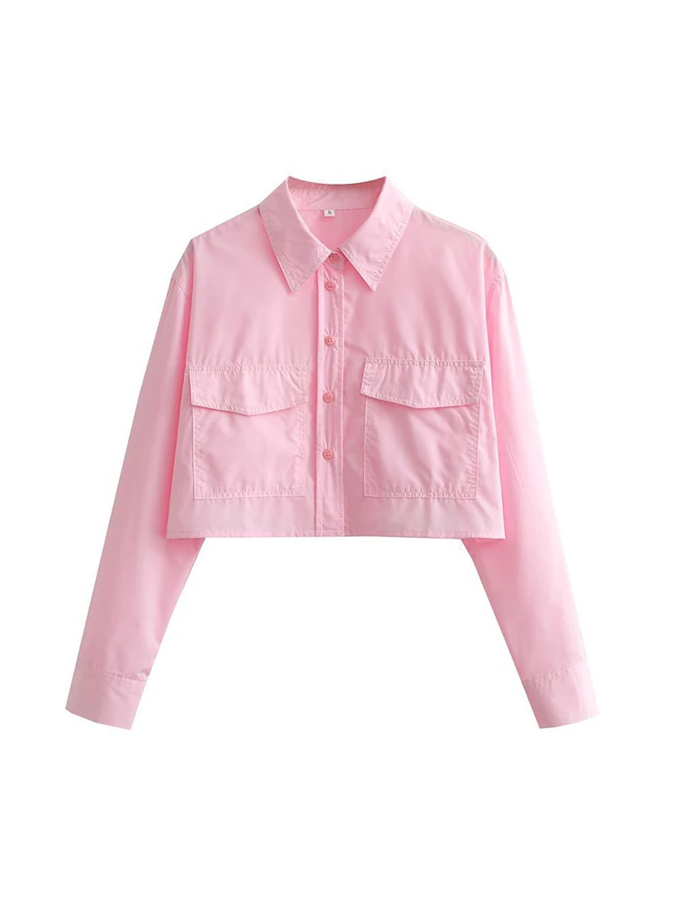 여성 패션 주머니가있는 느슨한 자른 포플린 셔츠 빈티지 - Crop Blouse Linen 리뷰 및 가격