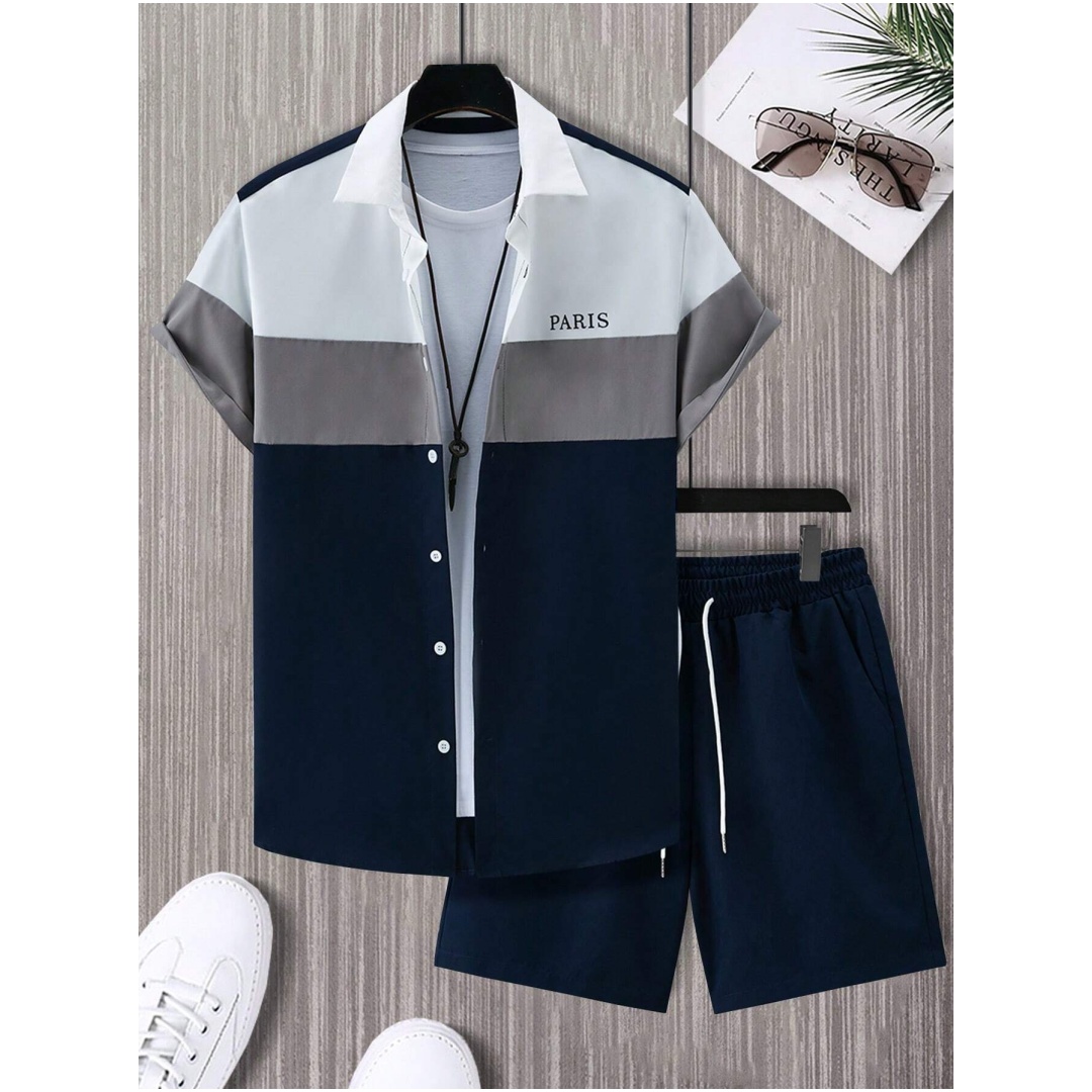 남성 패션 정장 블루 앤 화이트 패치워크 컬러 싱글 브 - Summer Clothing Men Fashion 리뷰 및 가격